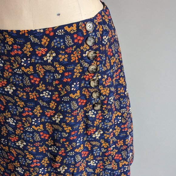 Madewell Ditsy Floral Print Faux Wrap 1990s Style Mini Skirt Size 2 Small - Picture 8 of 10